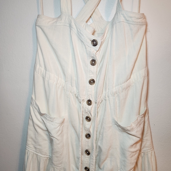 Free People Catch the Breeze Dressbiff White Size Small Linen Blend - Picture 13 of 15